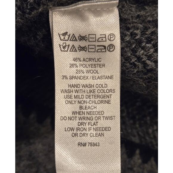 Adrienne Vittadini Wool-Blend Charcoal Gray Sweater Duster Cardigan Pockets L - Picture 10 of 10